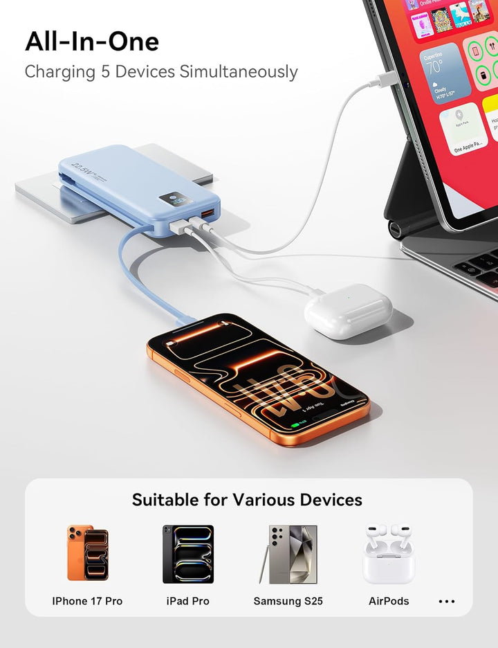 Cargador portátil, banco de energía de 12000 mAh y 22.5 W con carga...