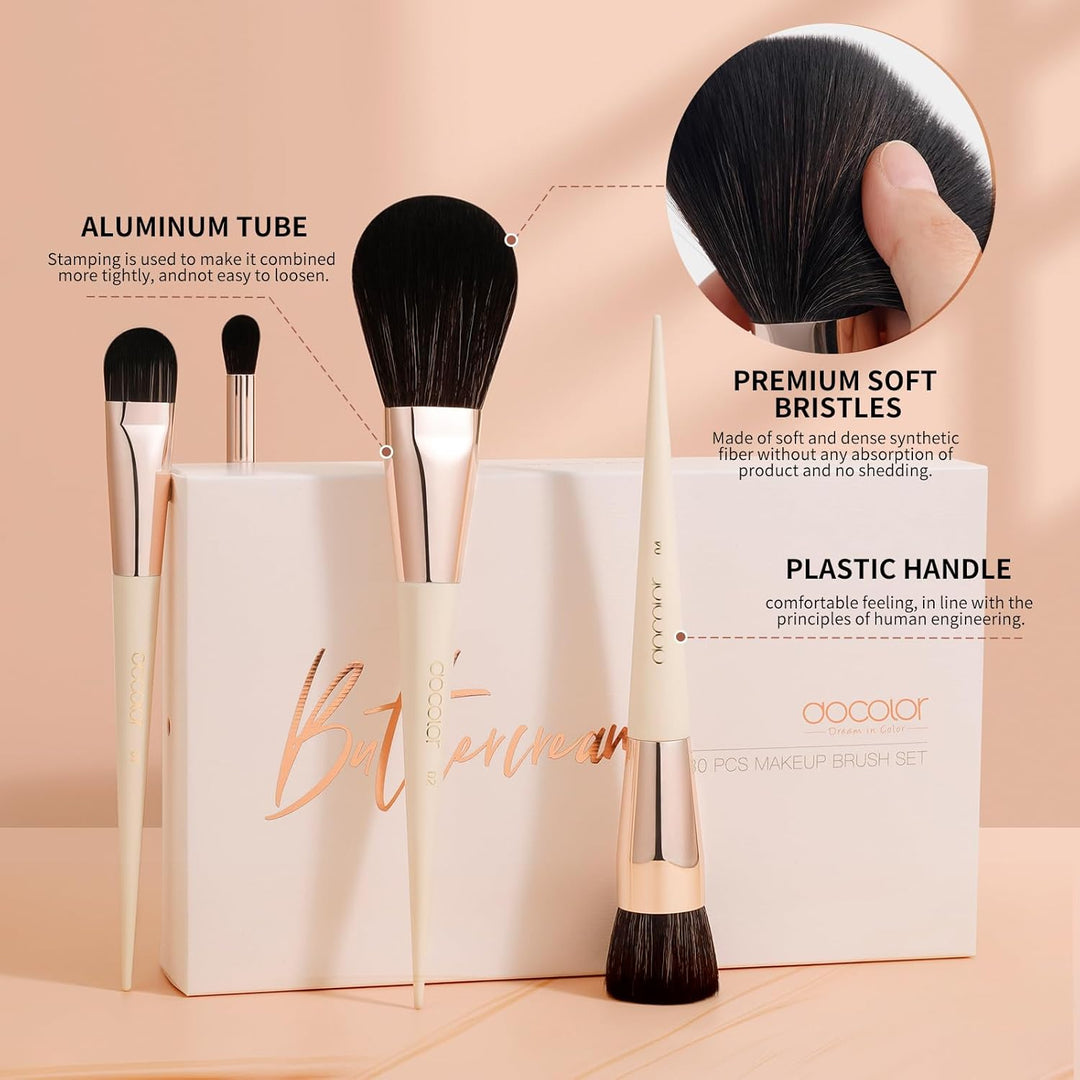 docolor - Juego de 30 brochas de maquillaje profesionales Kabuki si...
