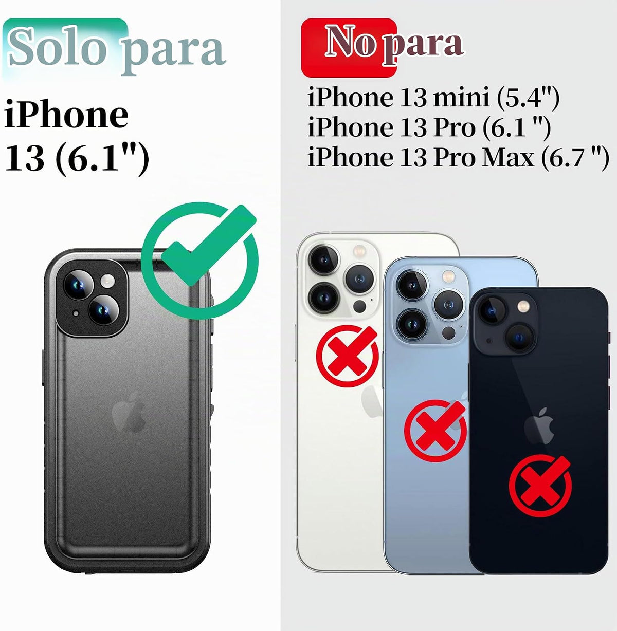 Cozycase Funda impermeable para iPhone 13, resistente militar, cuerpo