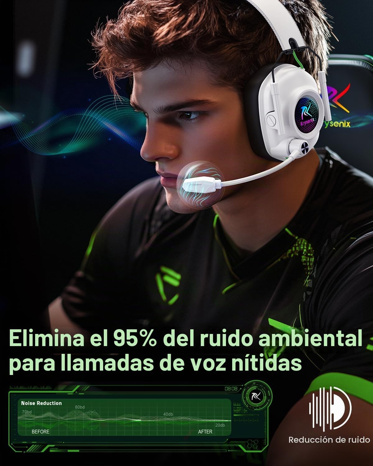 Auriculares inalámbricos para juegos con micrófono para PS5, PS4, PC, Mac