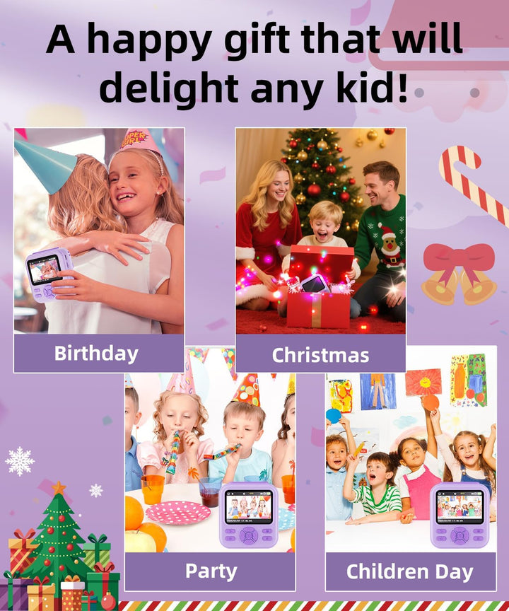 Cámara de impresión instantánea para niños y niñas, cámaras HD de 4...