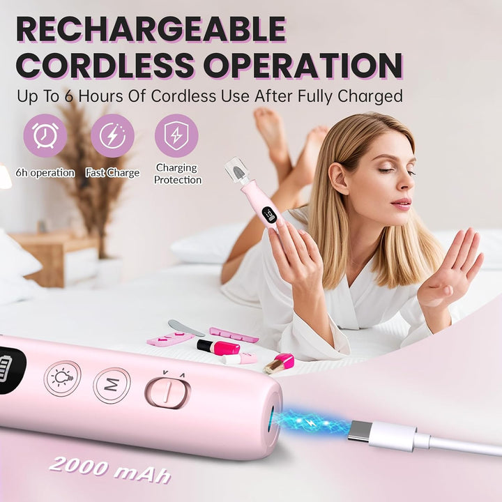 Taladro de uñas eléctrico, lima de uñas portátil recargable inalámb...