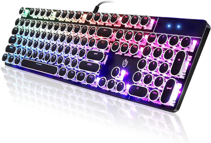 YSCP Teclado mecánico para juegos estilo máquina de escribir, retro...