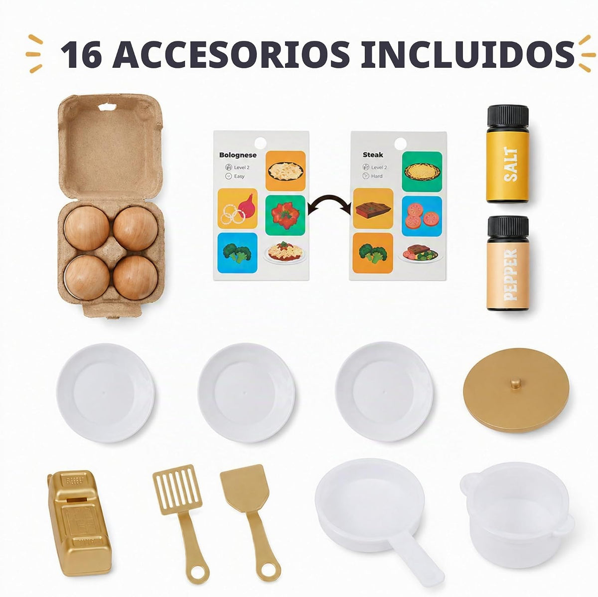 Teamson Kids Little Chef Memphis Cocina de Juguete, Blanco/Dorado
