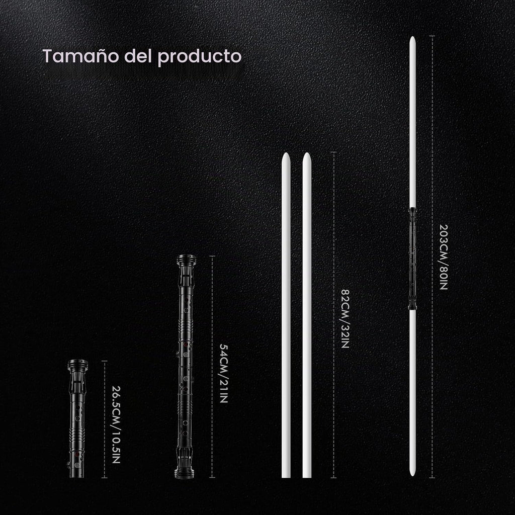 Sable de luz RGB3.0 de doble hoja con balanceo suave, sable de luz de duelo con control de movimiento, 16 fuentes de sonido, sables de luz con color infinito y 16 colores sólidos
