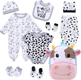 Ropa de muñeca Reborn con mochila de vaca, manta para envolver paña...