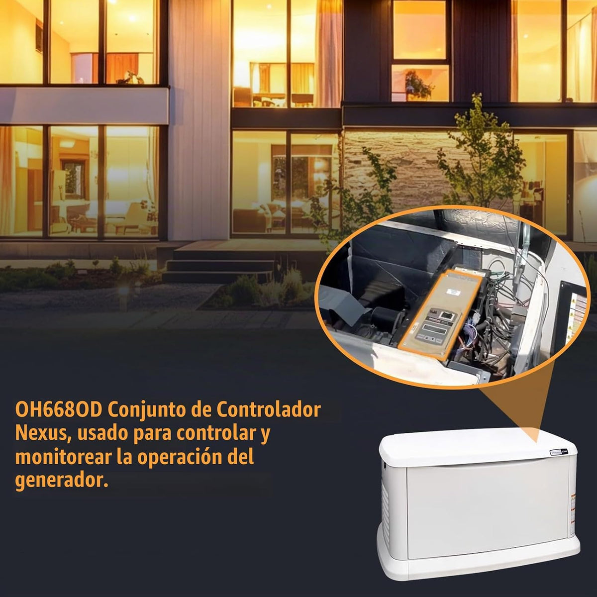 Controlador Nexus 0H6680D para generadores de espera refrigerados por aire Generac Guardian