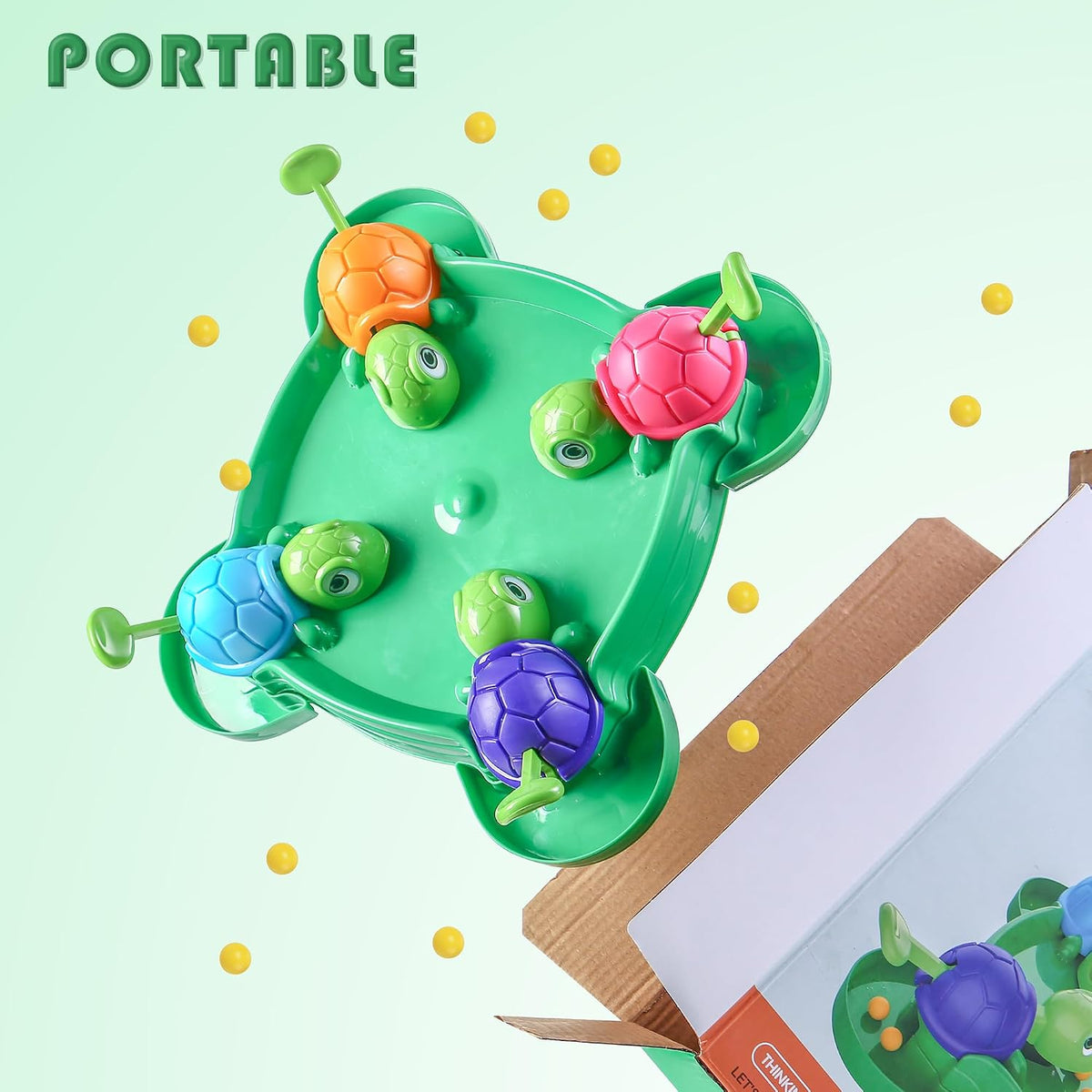 AIUAZA Juego de mesa de ajedrez de tortuga hambrienta, juego de caja hambrienta, juego de tablero de ajedrez de frijoles comiendo tortugas, juguetes familiares para fiestas y fiestas, juguetes, 2-4 personas (36 frijoles)