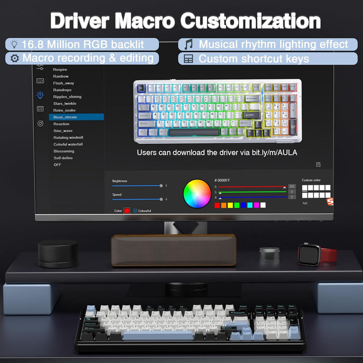 AULA F99 Teclado mecánico inalámbrico, teclado personalizado interc...
