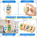 Libima 100 Dreidels de madera natural de Hanukkah Dreidels para decoración de fiestas de Hanukkah, proyectos, manualidades, suministros de fiesta familiar (2.7 pulgadas)
