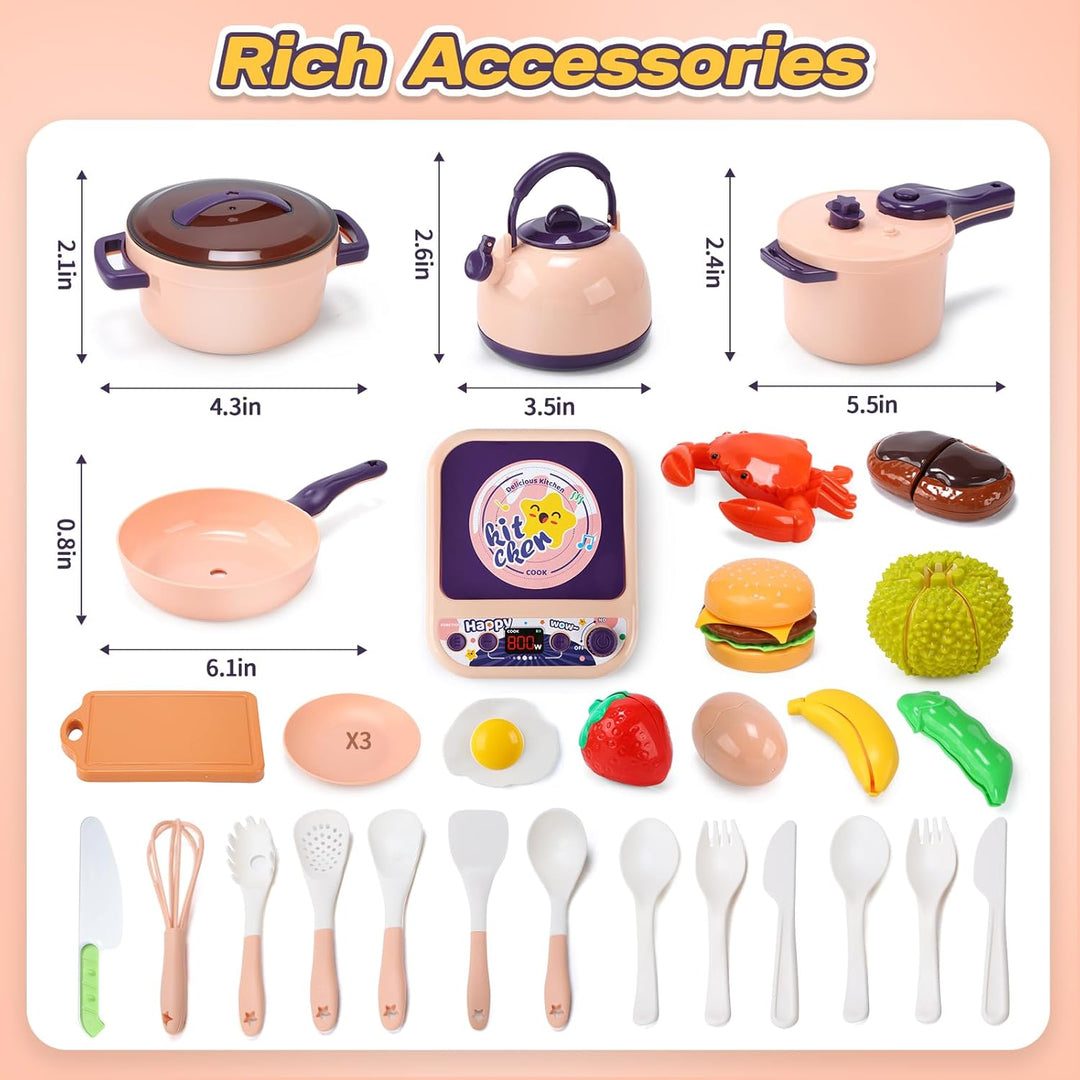CUTE STONE Accesorios de cocina para niños, juego de ollas y sarten...