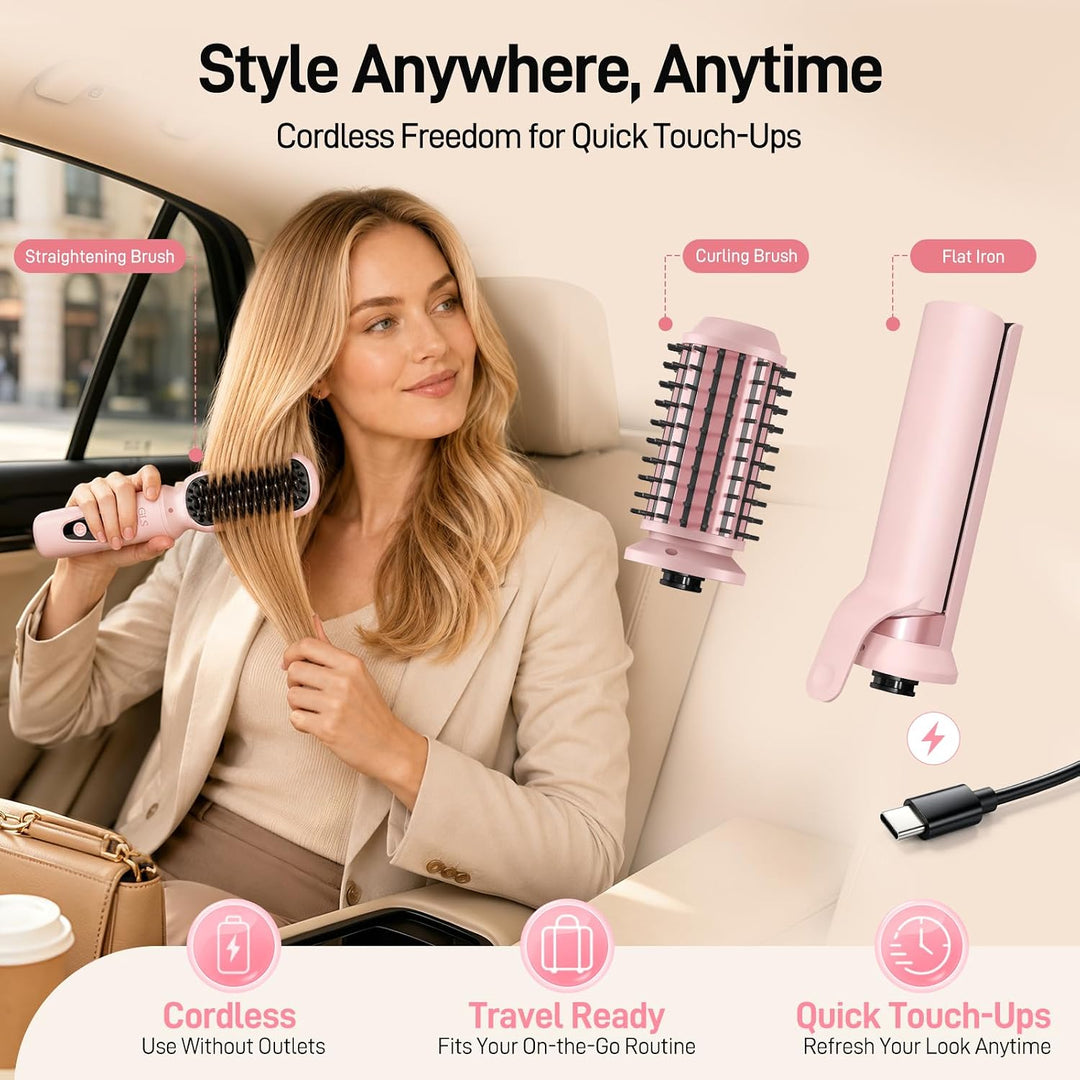 GLS 3-in-1 Cordless Hair Styling Set, Cordless Hair Straightener, C...