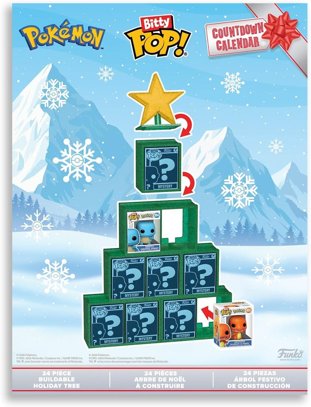 Funko Pop! Bitty - Calendario de cuenta regresiva: Pokémon - 24 días de sorpresas - Mini figuras de vinilo coleccionables - Caja misteriosa - Idea de regalo - Regalo de vacaciones para niños - Cuenta