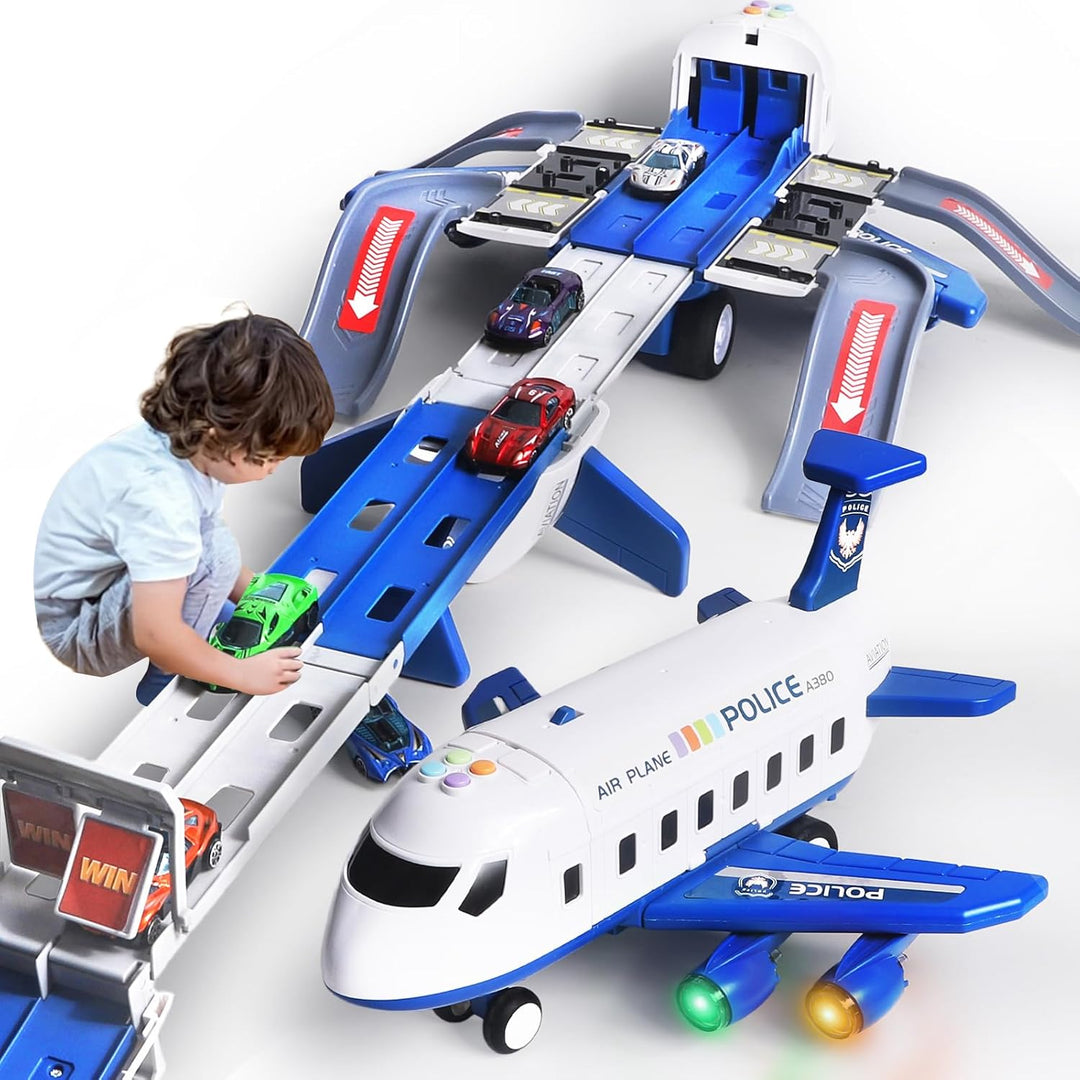 Juguete de Avión Pista de Carreras para Niños, Plegable de 4 Capas...