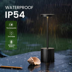 Lámpara Paquete de 2 lámparas de mesa recargables, lámpara de mesa LED inalámbrica, funciona con pilas de 5000 mAh, luz de mesa portátil, atenuación para restaurante, patio, exterior (negro)