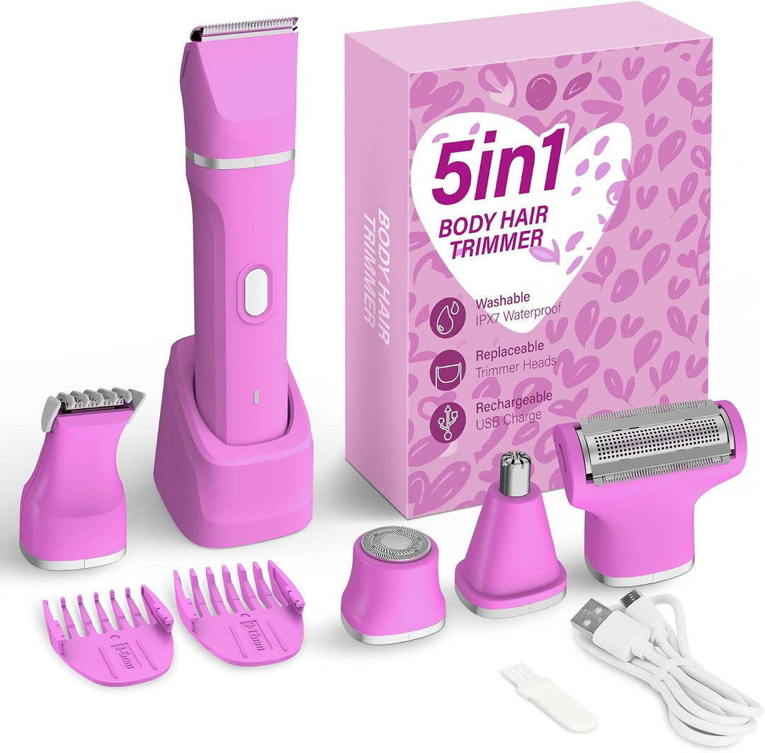 KINGTEE Recortadora de bikini eléctrica 5 en 1 para mujer, afeitado...