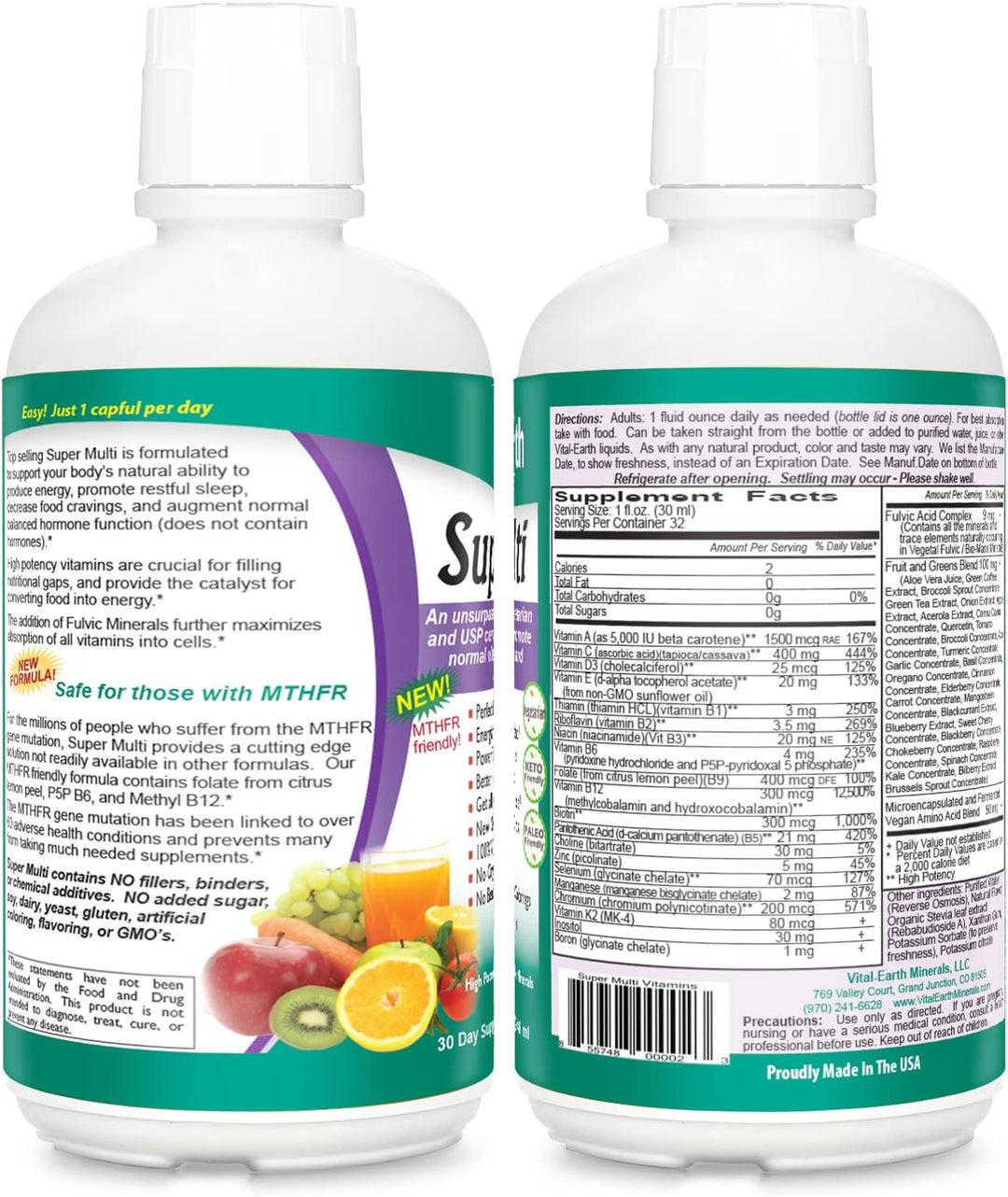 Vital Earth Minerals Super Multi Paquete de 2 multivitaminas líquid...