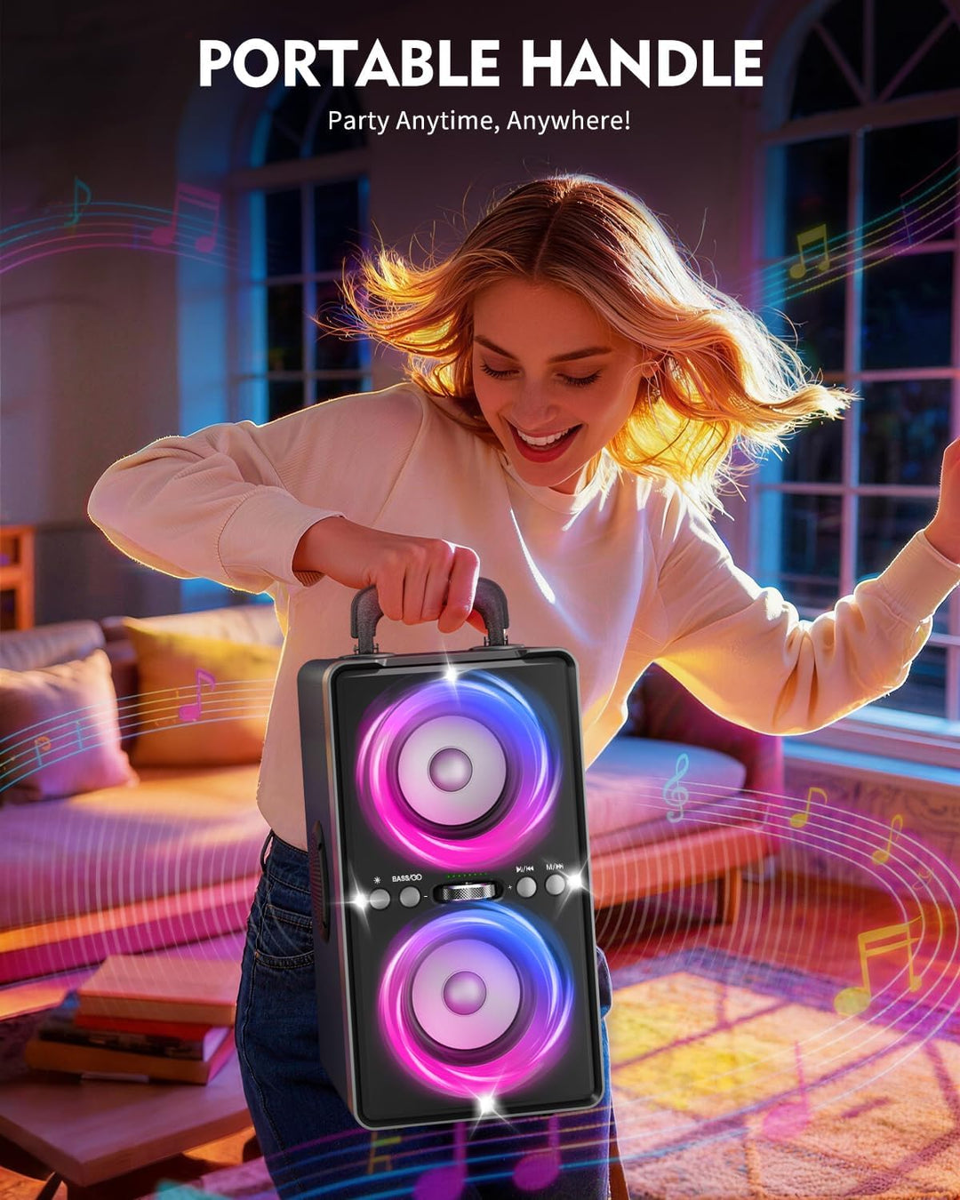 YIER Altavoz Bluetooth, altavoz de fiesta de pico de 240 W con grav...