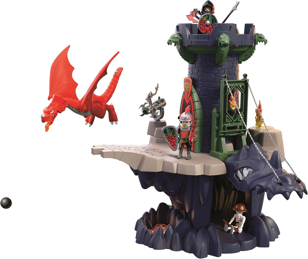 Playmobil | Caballeros | Torre de los Caballeros Dragón | Torre con Cueva de Dragón, Puente levadizo y Cabeza de Dragón | Juguete de castillo de caballeros para niños mayores de 4 años | 72113