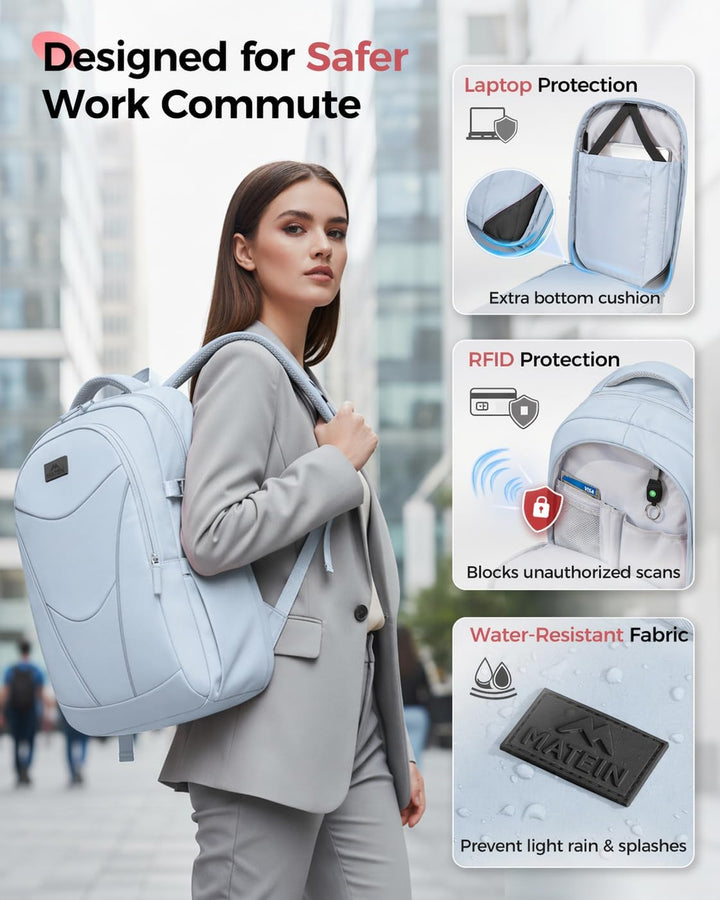 MATEIN HER Mochila de trabajo para laptop con compartimento para al...