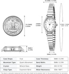 Relojes pequeños de oro para mujer, reloj analógico de esfera fácil de leer, caja ovalada, banda de expansión de acero inoxidable, reloj impermeable