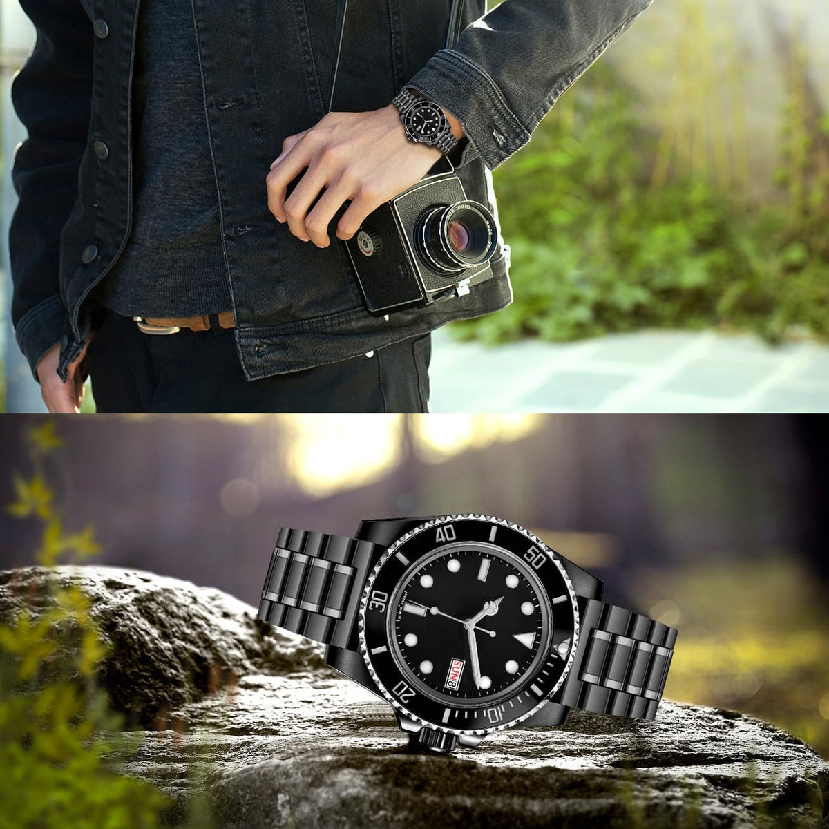 Juntan 20 mm / 22 mm Correa de reloj de acero inoxidable con extremo curvo y extremo recto para hombres y mujeres, correa de reloj de metal, pulsera de repuesto de liberación rápida con hebilla de