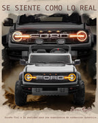First Ride On - Coche de juguete con licencia Ford Bronco Raptor de 24 V y 2 plazas para niños, coche eléctrico con batería, control remoto con luces LED, música, alta y baja velocidad (24 V, blanco)