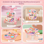 CUTE STONE Andador de bebé 2 en 1 para niñas, andador de aprendizaje para niños pequeños, juguetes educativos tempranos para empujar y caminar con centro de actividades desmontable para bebés de 12+