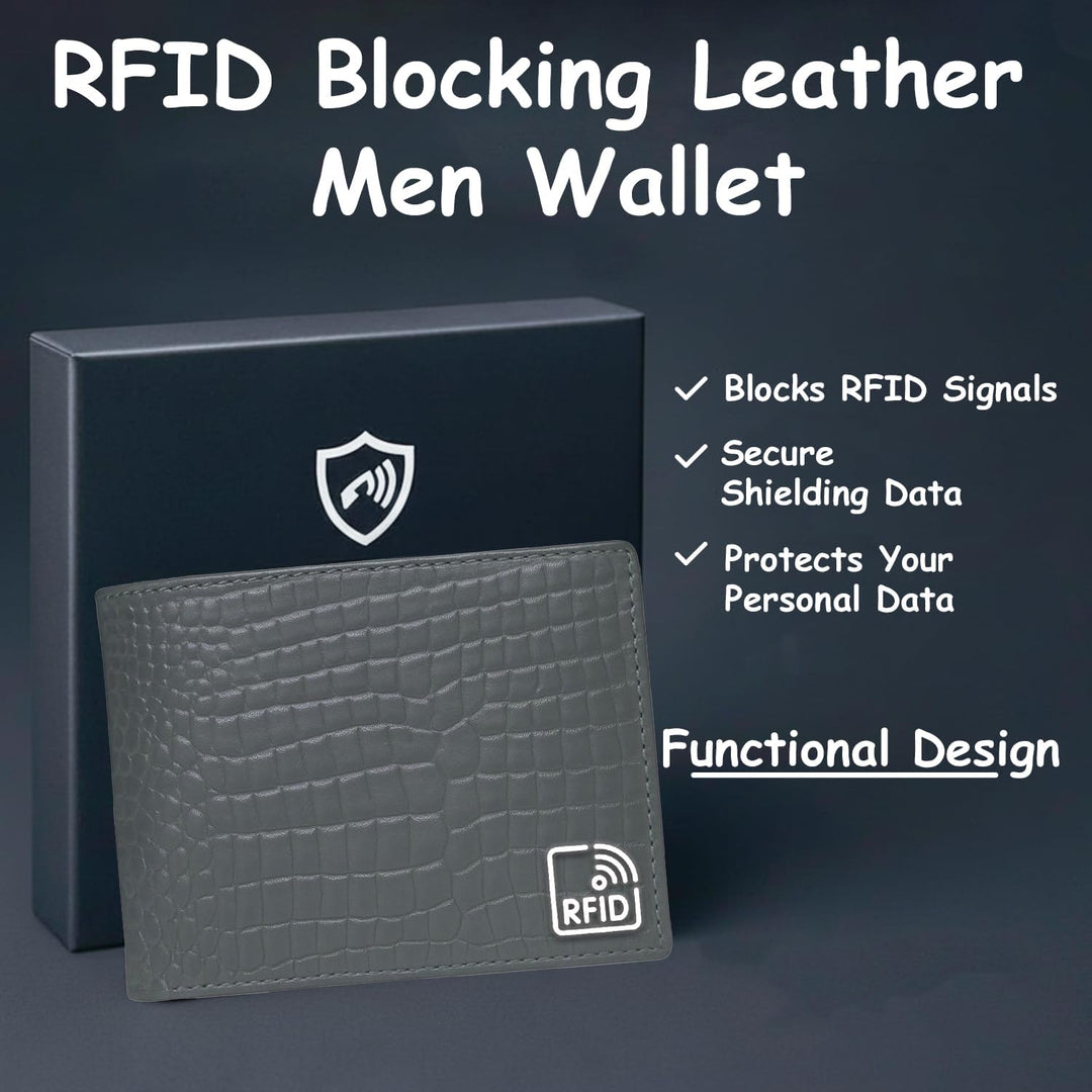 Cartera de cuero para hombre con bloqueo RFID para hombre, diseño m...
