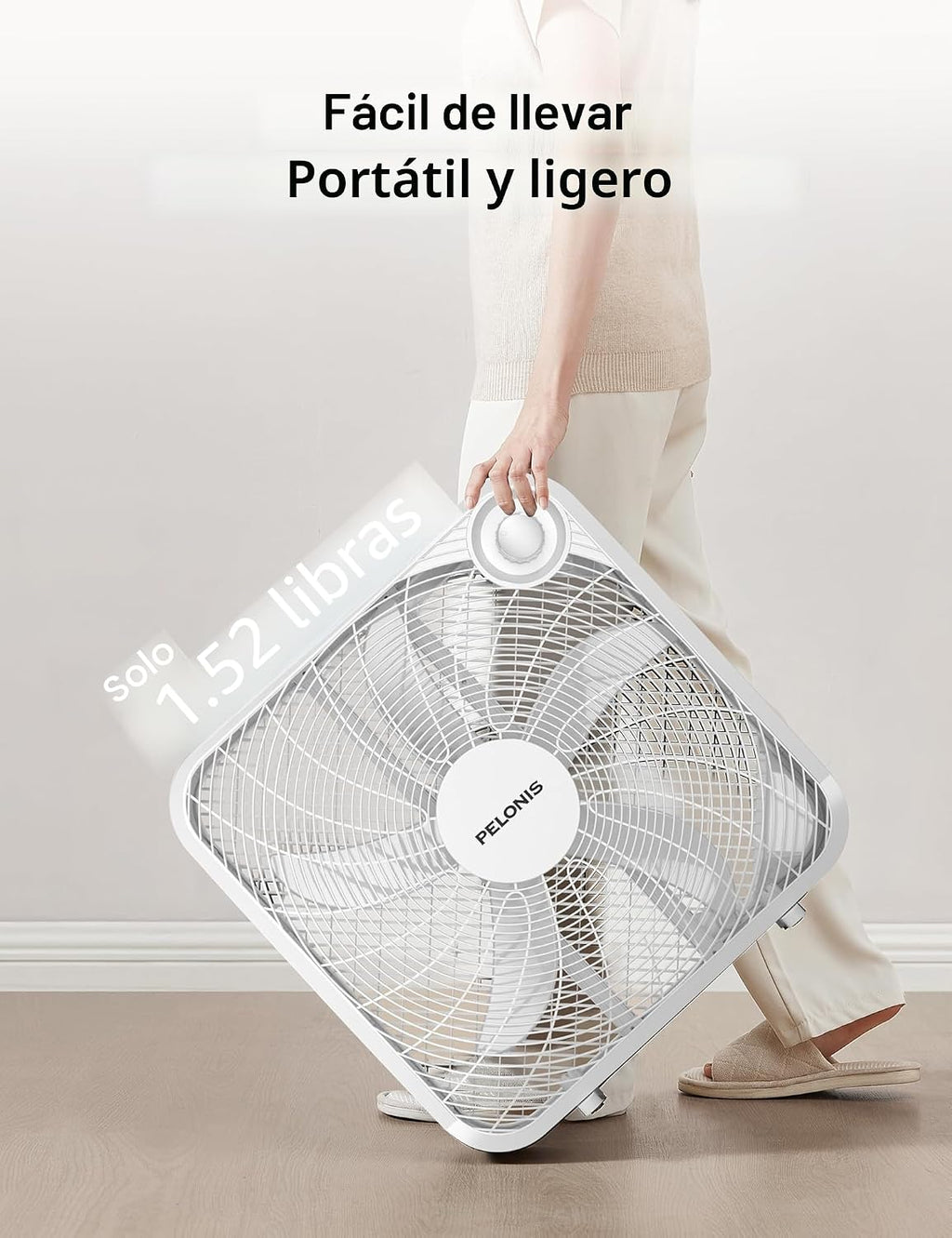 PELONIS Ventilador de caja de 3 velocidades de 20 pulgadas para dor...