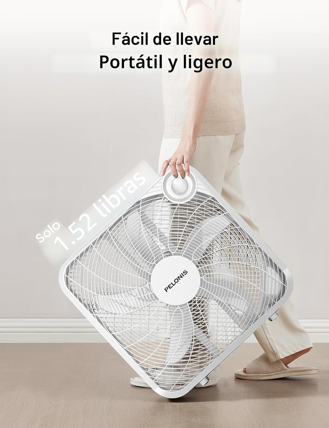 PELONIS Ventilador de caja de 3 velocidades de 20 pulgadas para dor...