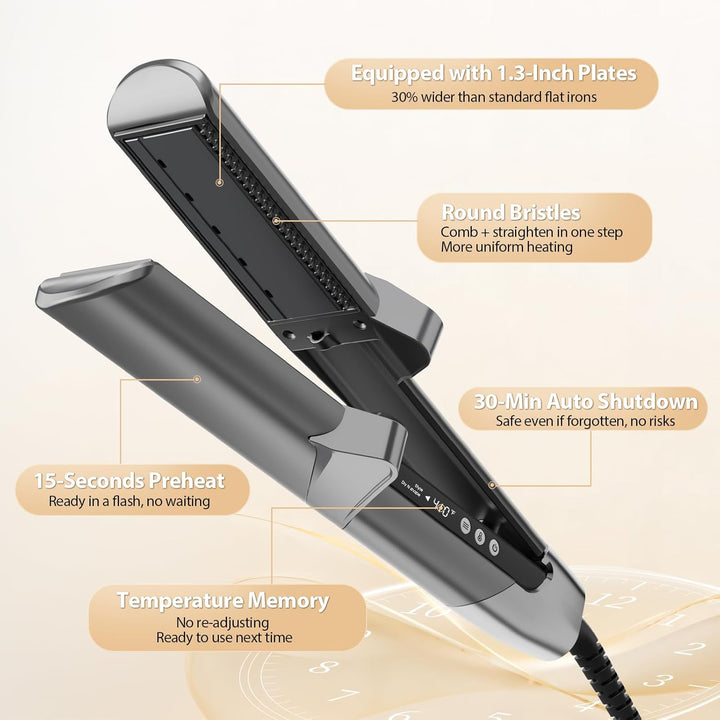 Quico Alisador de aire, plancha iónica de cabello húmedo a seco con...