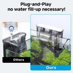 AQQA - Filtro silencioso para tanque de peces de 20-30 galones - Filtro de acuario colgante en la parte posterior con inicio automático, flujo ajustable de 6W/8W, sistema de filtro de desodorización y