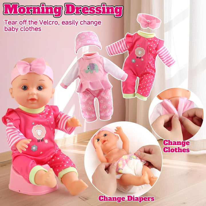 HuceePlay Juego de cochecito de muñeca de bebé para niñas pequeñas...