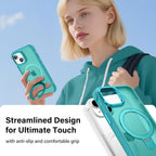 Carcasa para iPhone 15 con soporte magnético, color cian oscuro