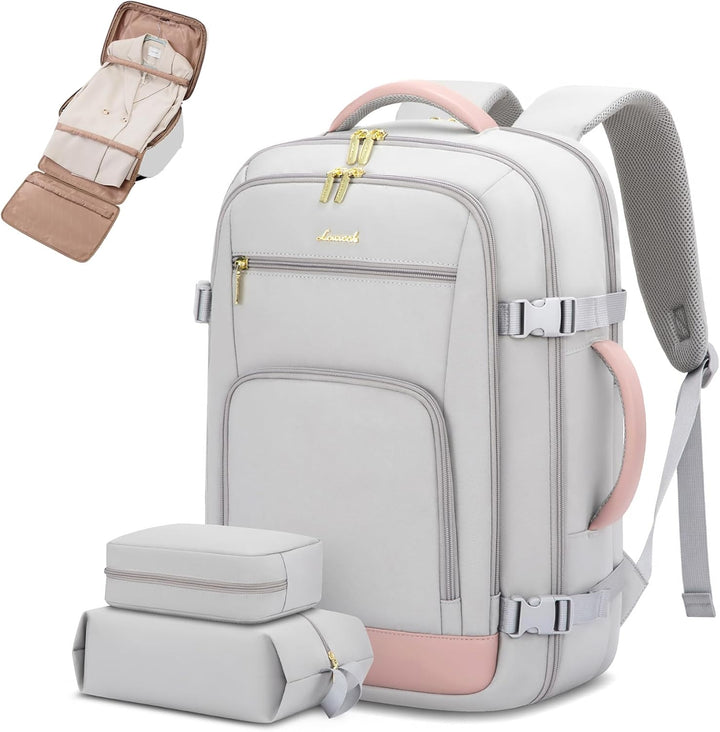 LOVEVOOK Mochila de viaje para mujer y hombre, Rosa-gris, Mochilas...