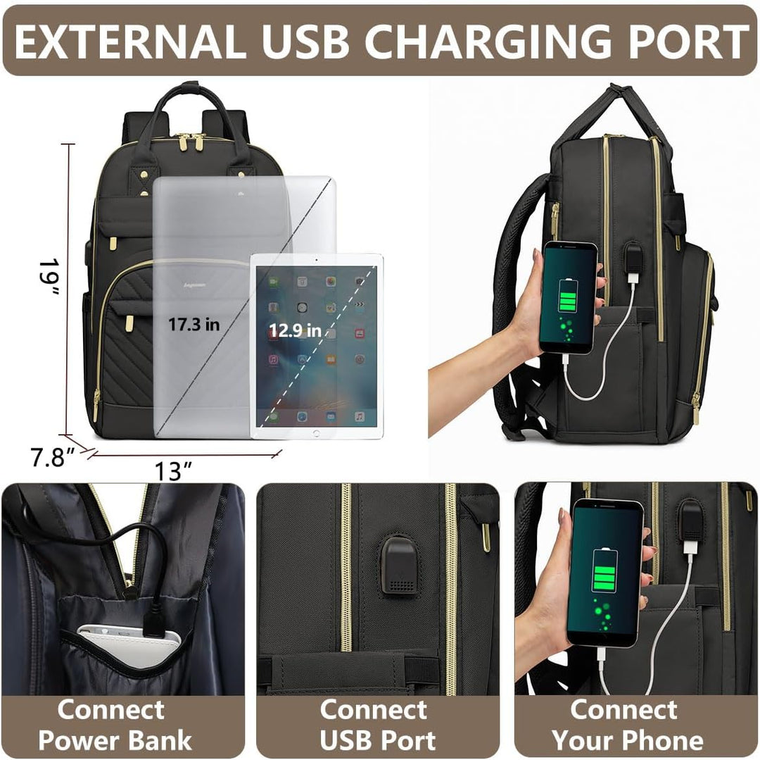 bagswan Mochila para laptop para mujer, 21-negro, 17,3 pulg., Mochi...