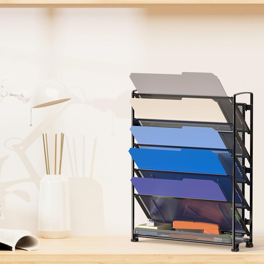 Simple Houseware Organizador de documentos y cartas para montar en pared, de 6 niveles, negro