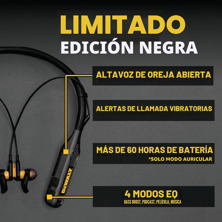 DEWALT Auriculares Bluetooth de Banda para el Cuello 2 en 1 Edición...