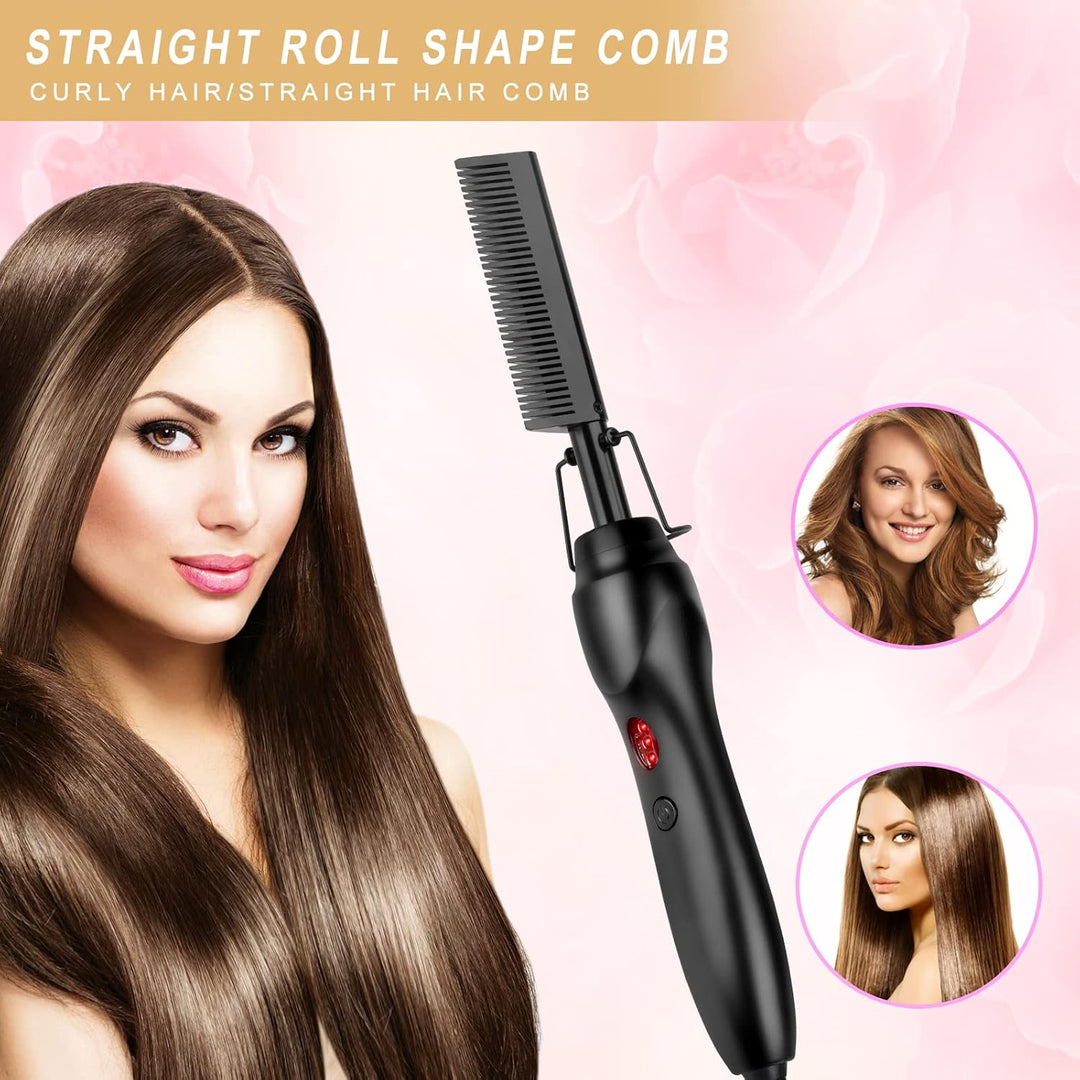 Hot Comb - Cepillo de cerámica portátil para alisar y rizar antique...