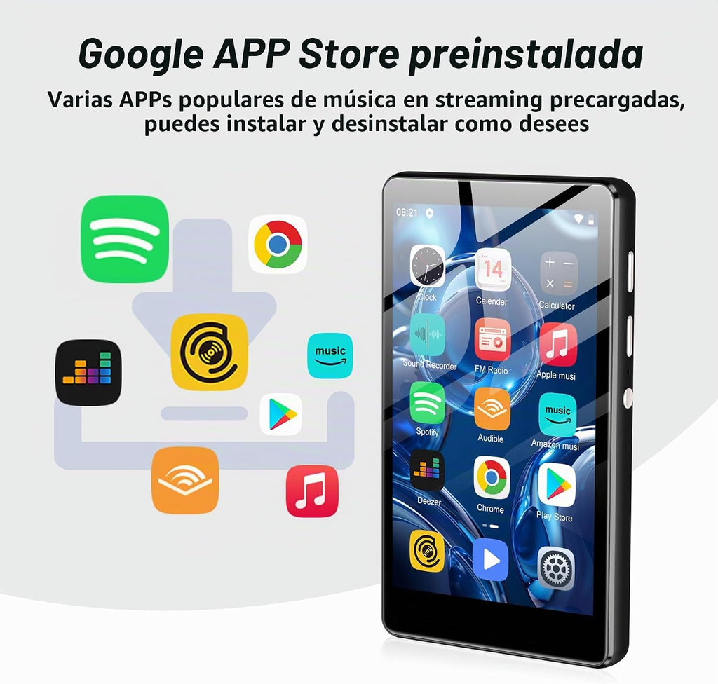 Reproductor de MP3 con Bluetooth y WiFi, M503Pro 16GB MP4 para niños con Spotify, Spotify Kids, radio FM, audible, reproductor de música con pantalla táctil de 4.0 pulgadas con controles