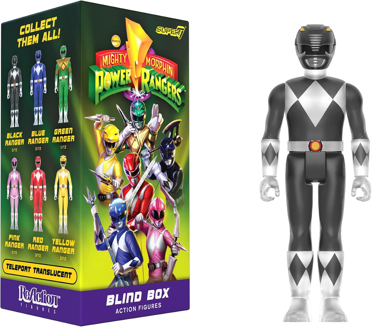Super7 Power Rangers - Caja ciega plana, paquete de 12 figuras de acción de 3.75 pulgadas