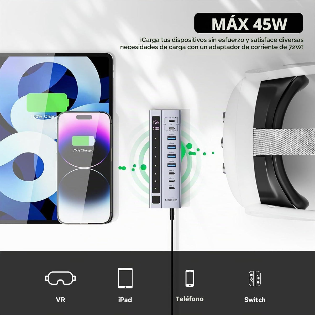 minisopuru, hub USB, alimentado