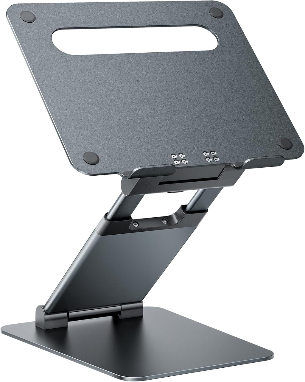 Nulaxy Soporte de computadora portátil de altura ajustable para escritorio, elevador de computadora de aluminio plegable doble, diseño extraíble, convertidor ergonómico de sentado a parado para