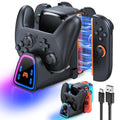 9 en 1 Controller carga Dock para Nintendo interruptor 2/interruptor 1/OLED Controller, Fast Charger Station para Joy Con 2&1 y Pro Controller 2&1, Charger Accessories con RGB Light