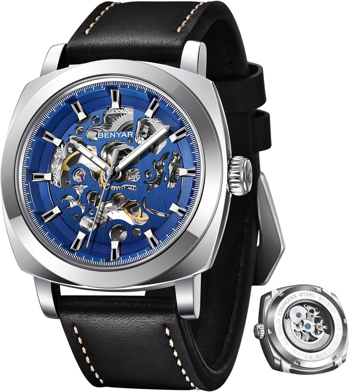 BENYAR Reloj Automático Mecánico de Esqueleto para Hombre de Vestir