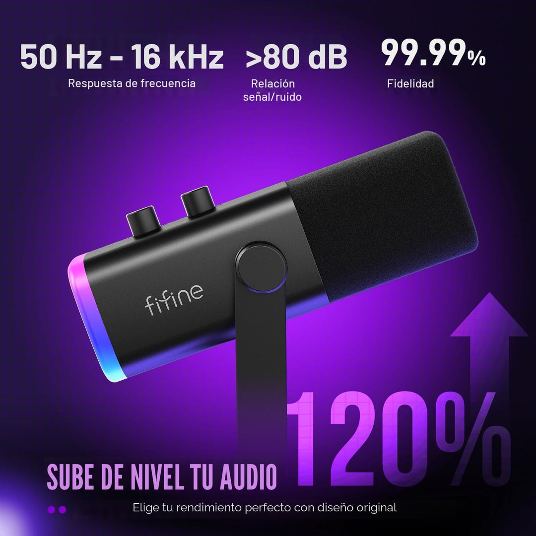FIFINE - Micrófono dinámico XLR\/USB para podcasts, de transmisión...