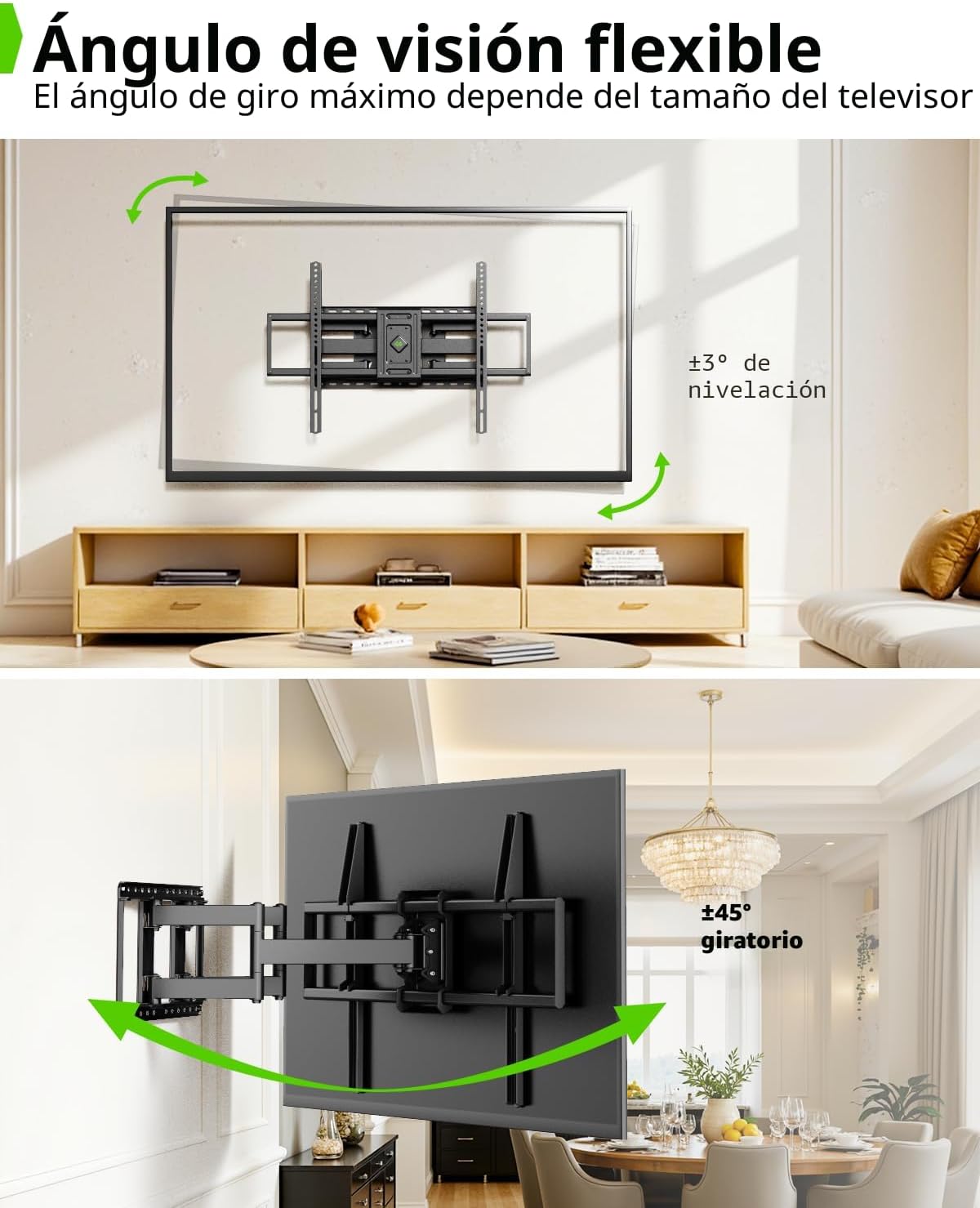 USX MOUNT Soporte de pared de TV de movimiento completo resistente para televisores de 60 a 120 pulgadas, soporta 220 libras, soporte de pared de extensión de 28 pulgadas