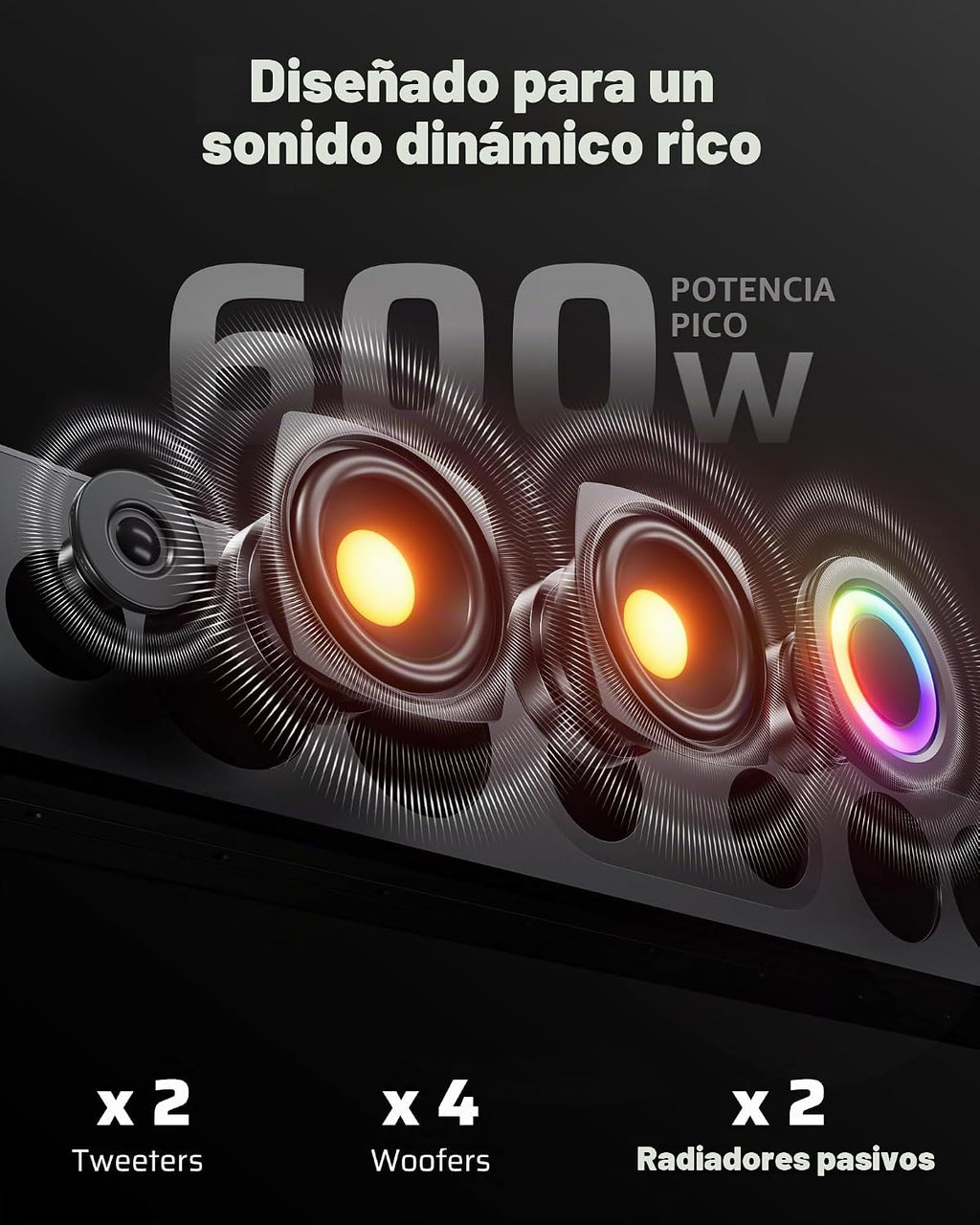 Ehaho Barra de sonido UTV de 8 altavoces de 34 pulgadas con Bluetooth, RGB