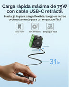 Adaptador de viaje universal de 5 puertos de 75 W, carga todo en uno